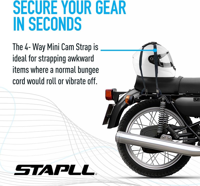 STAPLL حزام تثبيت – حبل بونجي مسطح 4 اتجاهات مع مقبض مطاطي، أحزمة ربط غير قابلة للانزلاق للدراجات النارية، ATV، الكاياك، ركوب الدراجات، التخييم، تخزين الشاحنات، حبال بونجي قابلة للتعديل - عبوة 2 (أسود وأزرق) - Image 4